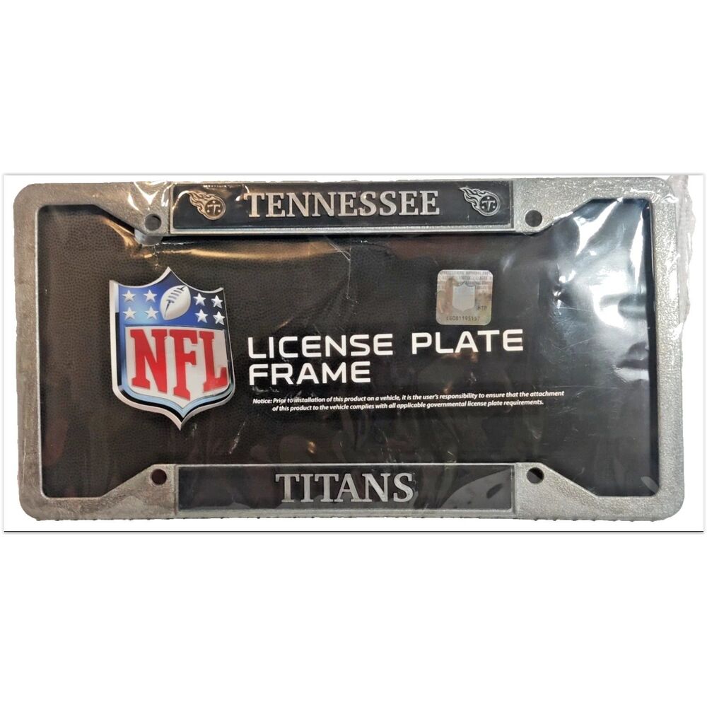 Tennessee Titans Metal License Plate Frame Black and Gray Official NFL - NEW